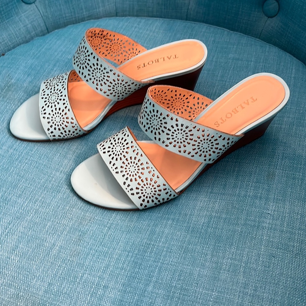 Talbots turquoise wedge heels